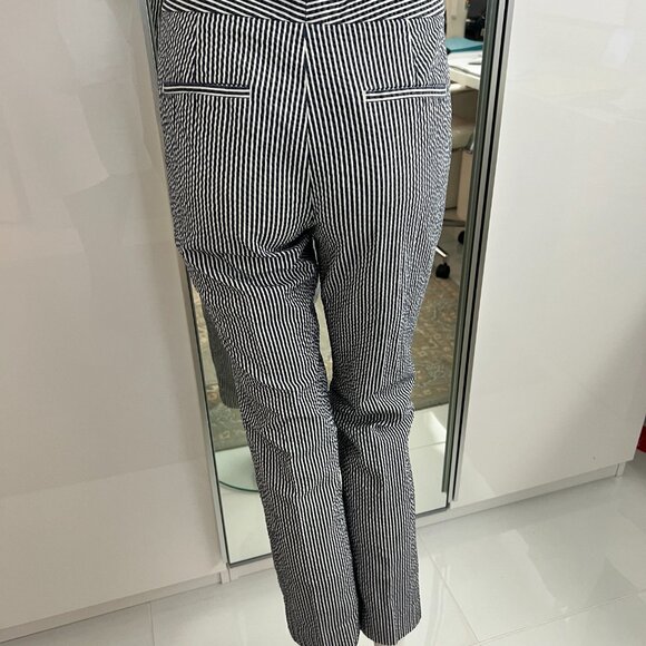 Ann Taylor Devin Ankle Pant in Seersucker Stretch Blue SZ 6 - Picture 9 of 13